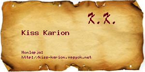 Kiss Karion névjegykártya